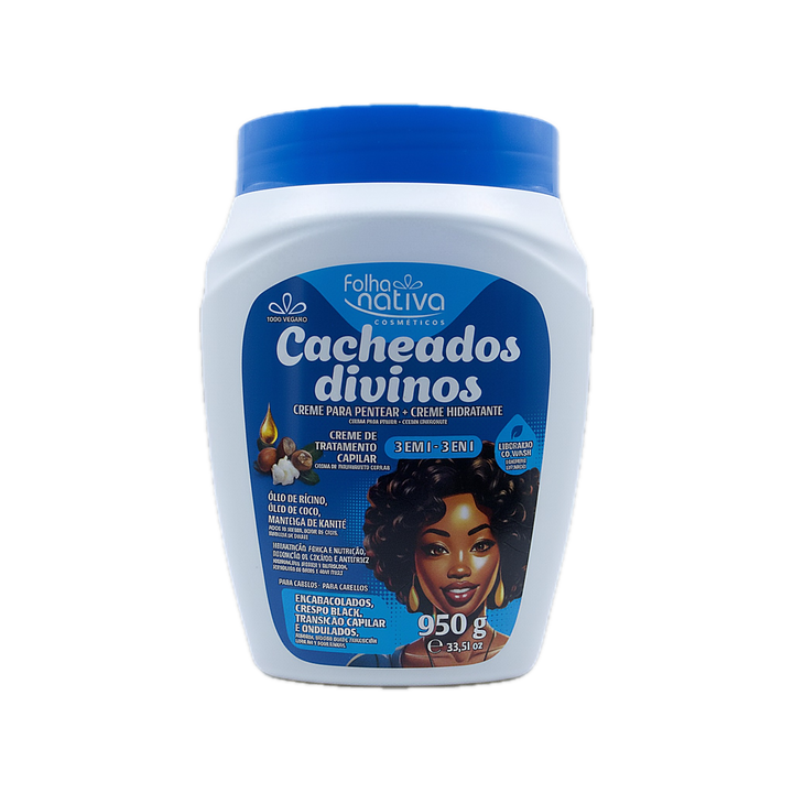 Folha Nativa Cachos Divinos 3-in-1 Cream – Leave-In, Co-Wash & Treatment (950g)