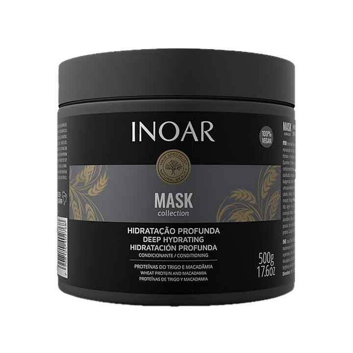 INOAR Mask — Deep Hydration Treatment with Macadamia Oil & Wheat Proteins, 17.6 oz