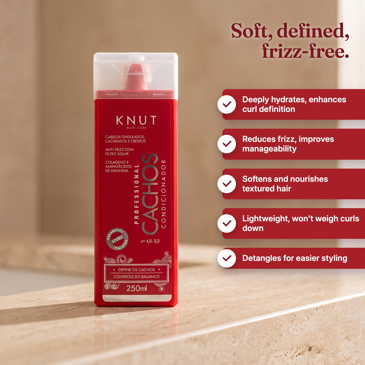 KNUT Cachos Conditioner benefits: deeply hydrates, enhances curl definition and reduces frizz, improves manageability