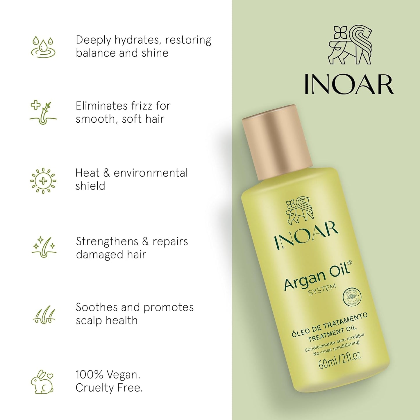 INOAR Argan Oil Treatment – Shine & Frizz Control (60ml)