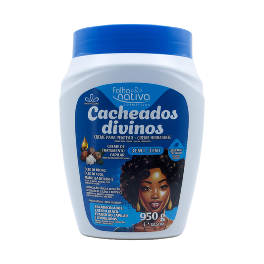 Folha Nativa Cachos Divinos 3-in-1 Cream – Leave-In, Co-Wash & Treatment (950g)
