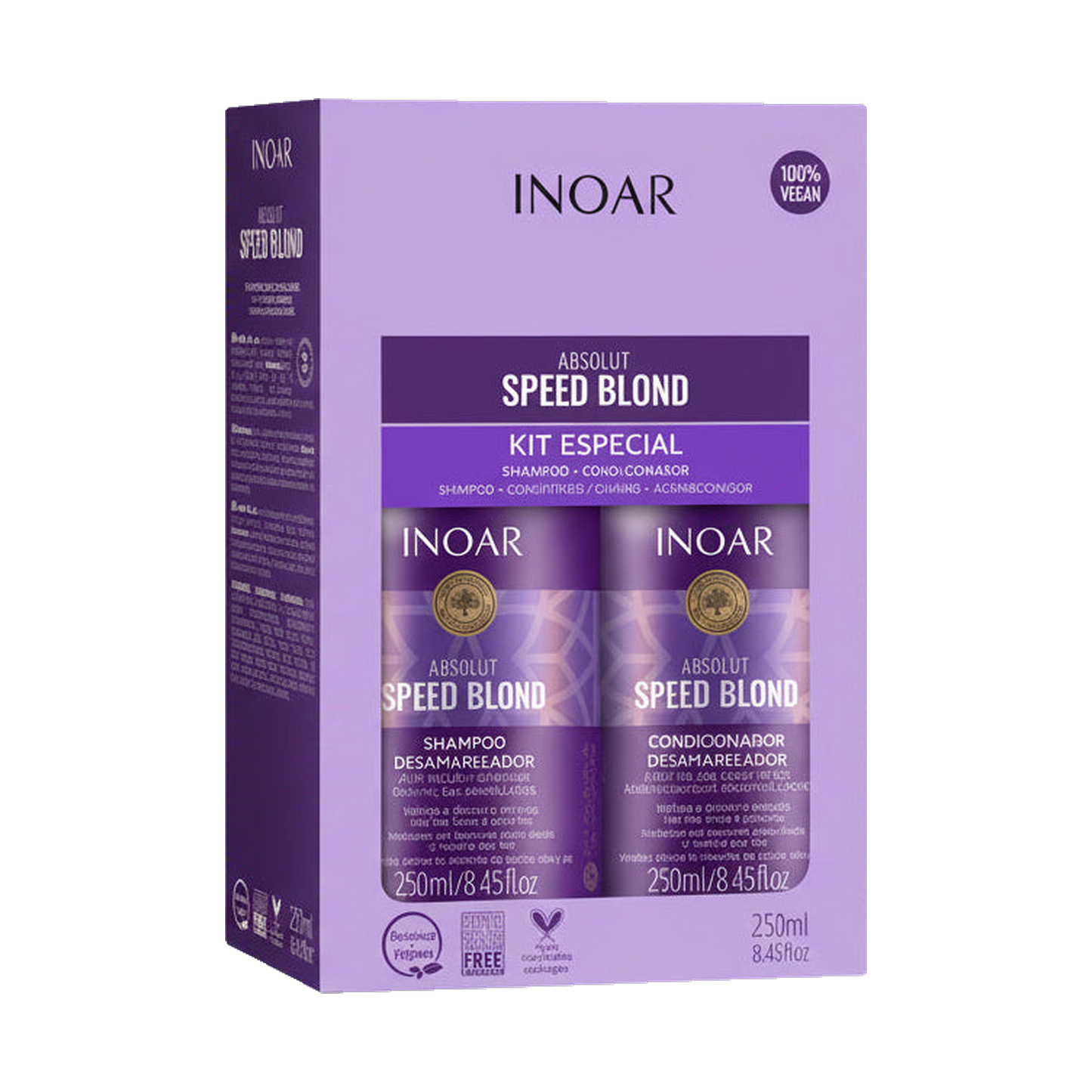 INOAR Speed Blond Kit – Purple Shampoo & Conditioner for Blonde Hair (250ml)