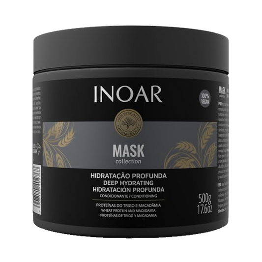 INOAR Mask — Deep Hydration Treatment with Macadamia Oil & Wheat Proteins, 17.6 oz